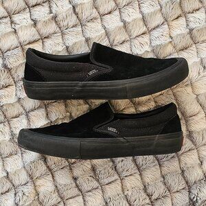 Vans Slip On Sneaker Black Shoes with Elastic Panels Black Size 8.5